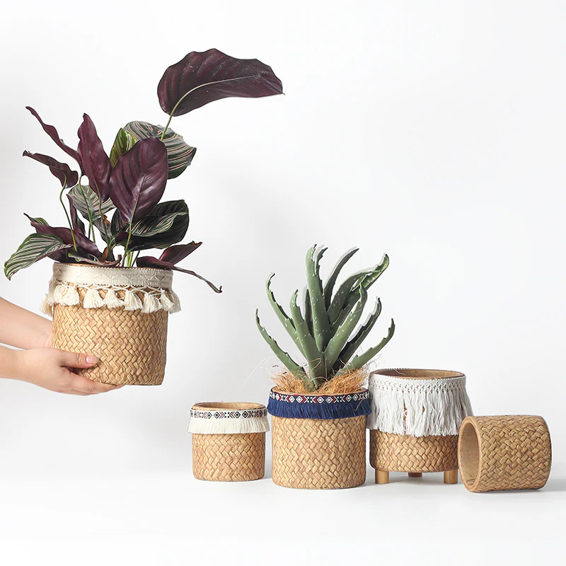 Ceramic Woven Basket Planter - Medium - Image 4