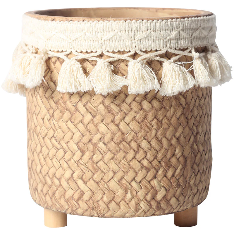 Ceramic Woven Basket Planter - Medium - Image 5