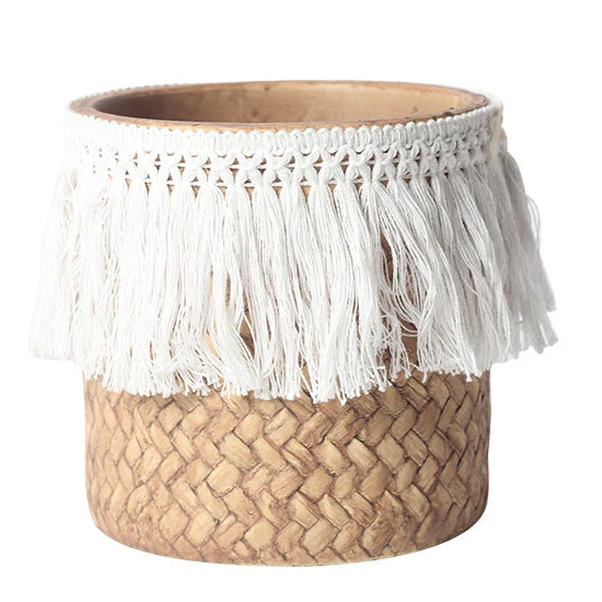 Ceramic Woven Basket Planter - Medium - Image 7