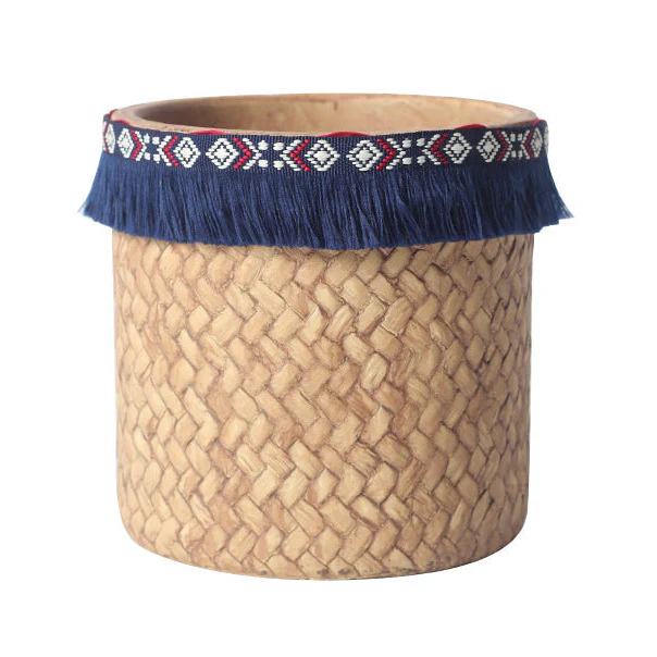 Ceramic Woven Basket Planter - Medium - Image 9