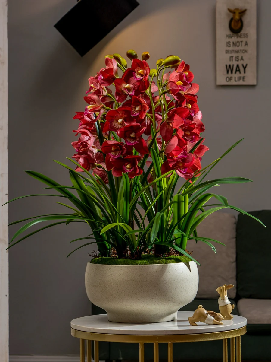 Cymbidium Flowers Arrangement (Life-like Artificial) - Image 3