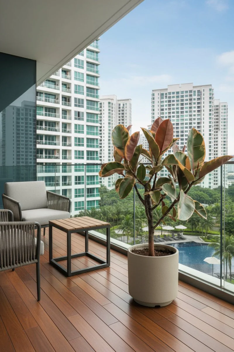 Ficus Elastica Ruby - Rubber Tree Variegated - Image 2